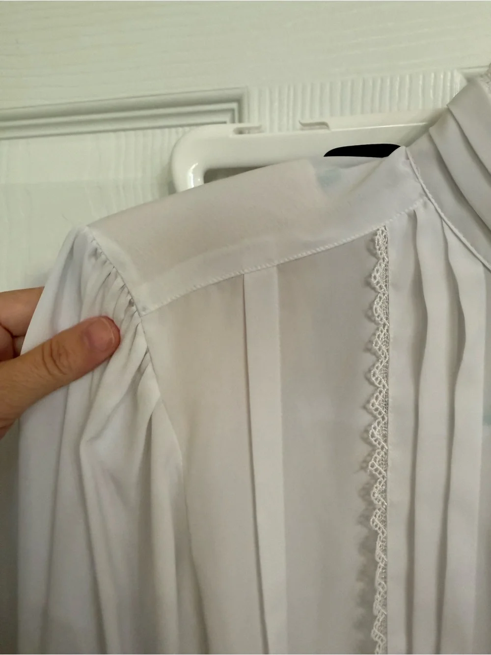 Notations Vintage White Lace High Neck Secretary Blouse Cottagecore 6 career - Picture 4 of 8